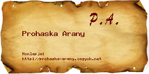 Prohaska Arany névjegykártya